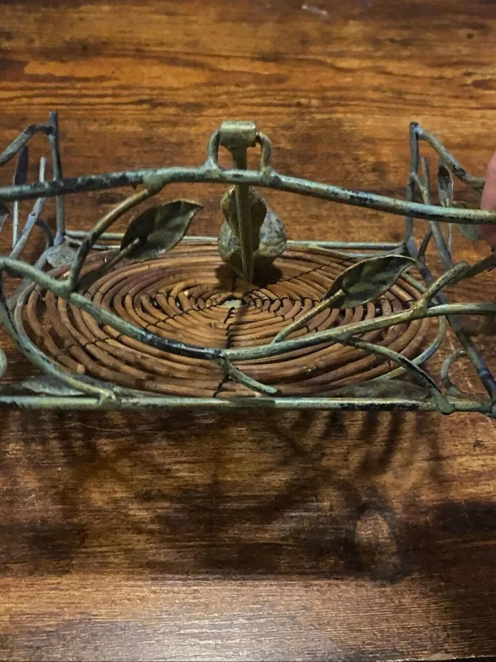 Wrought Iron Wicker Napkin Holder Pear Vine Farmhouse Kitchen Table Decor VTG